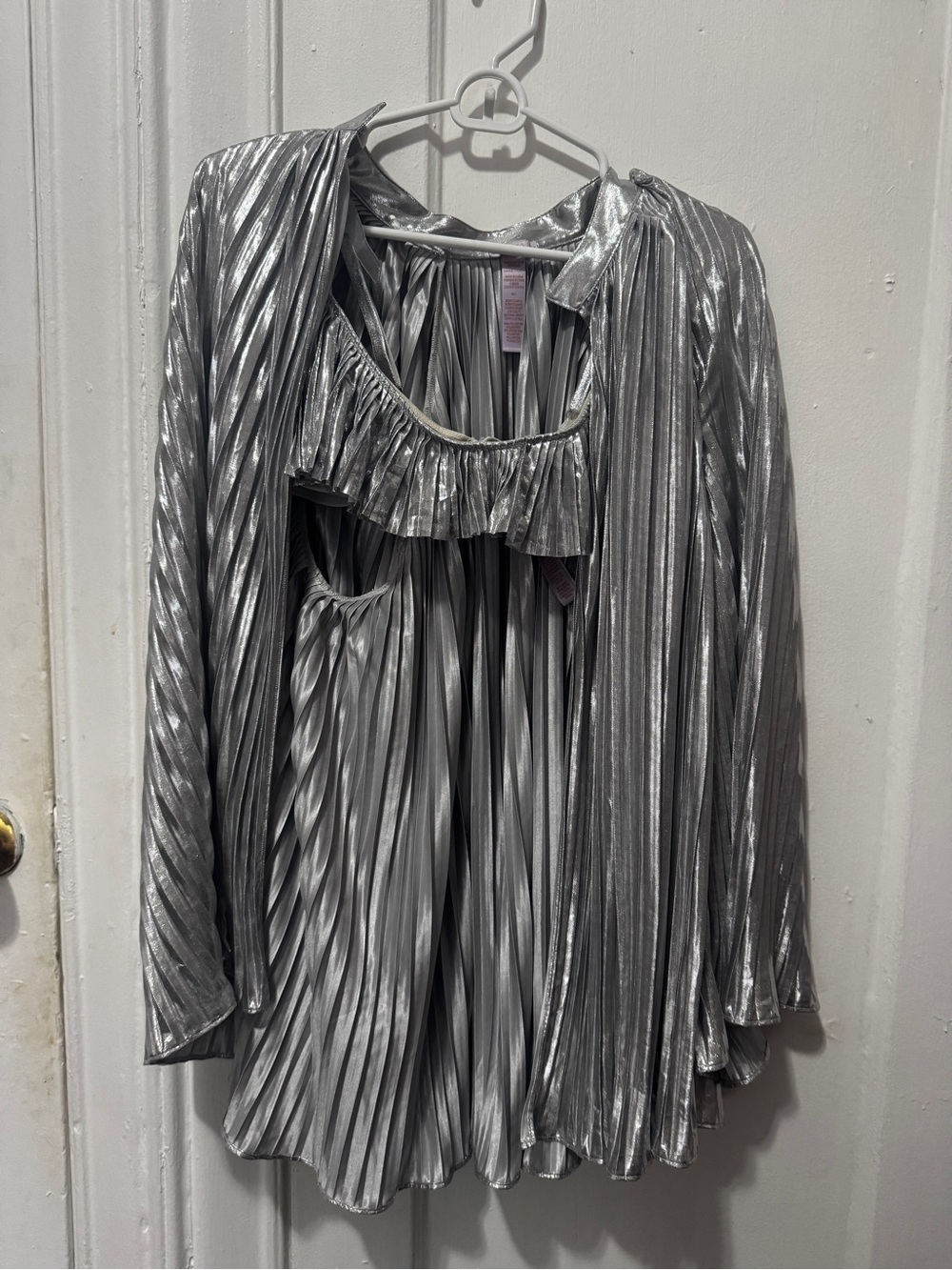 Savage X Fenty Metallic Silver Pleated Bra and Jacket Set